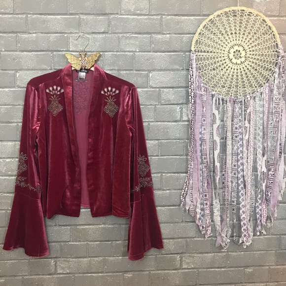 VENUS Jackets & Blazers - venus // magenta pink velvet bell sleeve jacket l